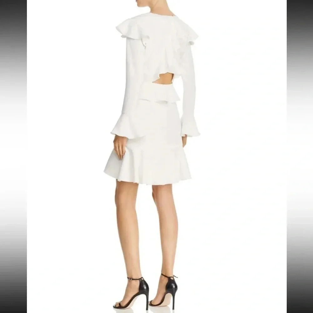 Jay Godfrey | Ivory Mae Flounced Ruffle Cutout Open Back Dress Wedding Size 4